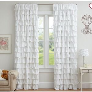 Pottery Barn Kids White Ruffled Curtains